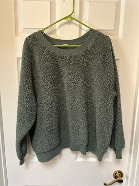 Old Navy Olive Green Sherpa Crew Neck Sweater